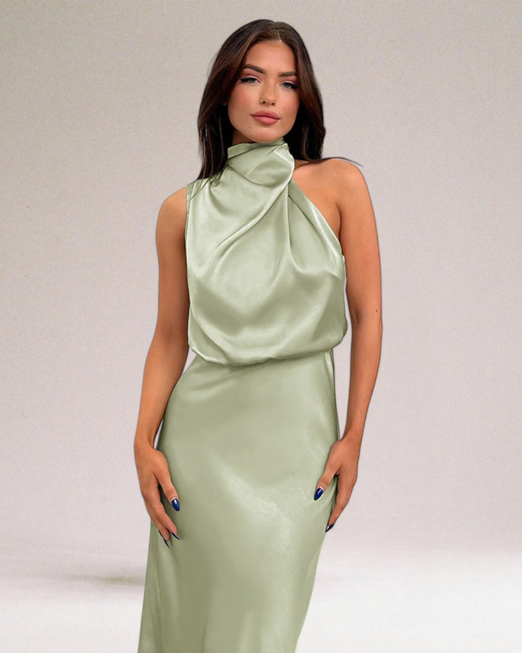 Flavia™ | Glamorous satin dress with halter