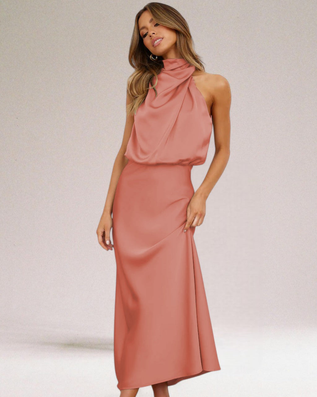 Flavia™ | Glamorous satin dress with halter