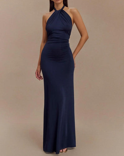 The Malia™ | Satin Halter Maxi Dress