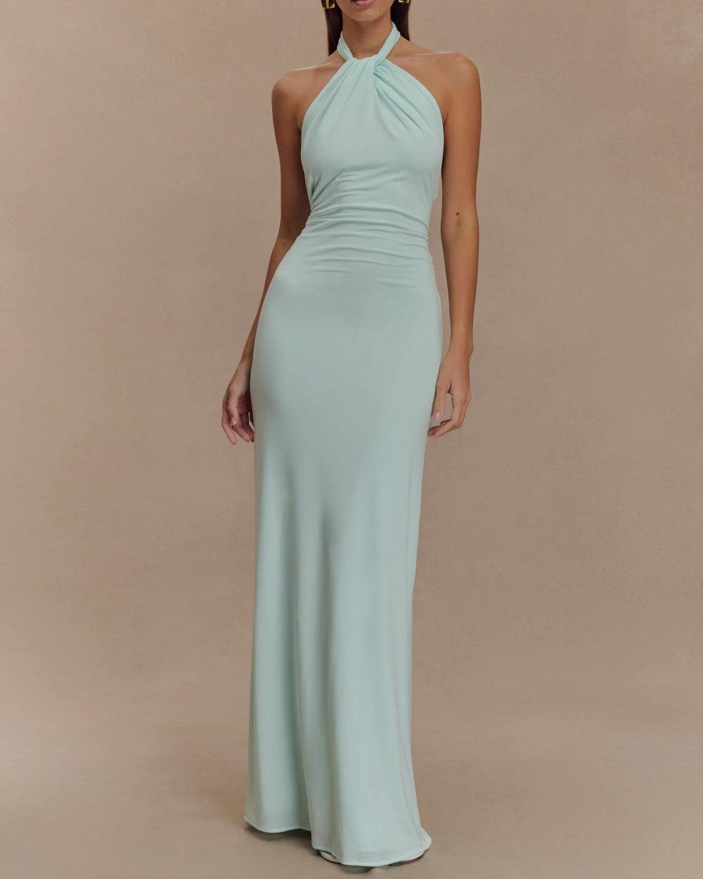The Malia™ | Satin Halter Maxi Dress