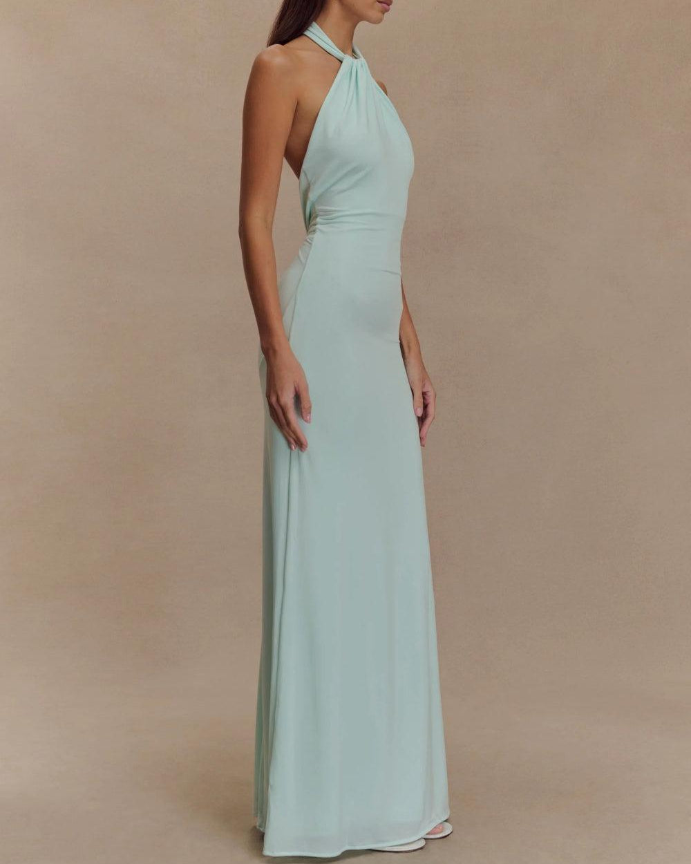 The Malia™ | Satin Halter Maxi Dress