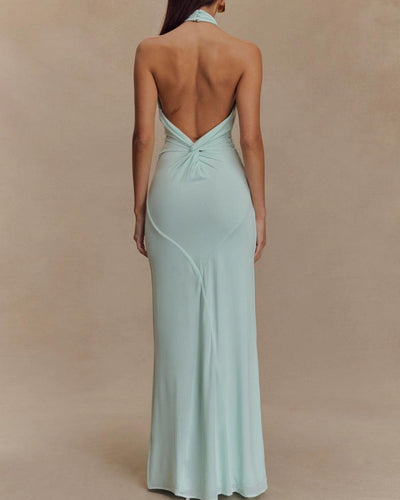 The Malia™ | Satin Halter Maxi Dress