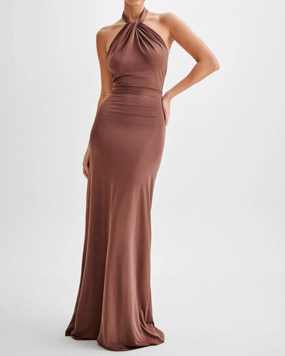 The Malia™ | Satin Halter Maxi Dress