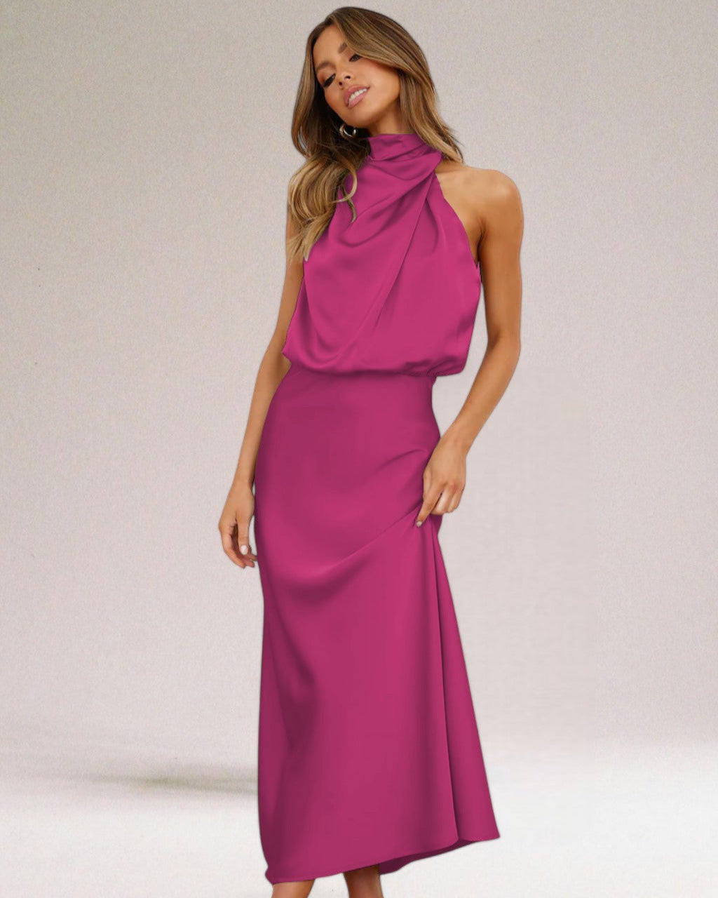 Flavia™ | Glamorous satin dress with halter