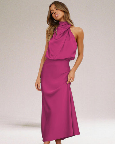 Flavia™ | Glamorous satin dress with halter