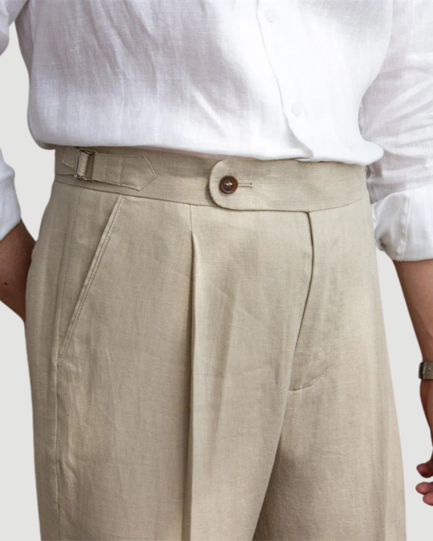 Toby | Classic Linen Trousers Sand