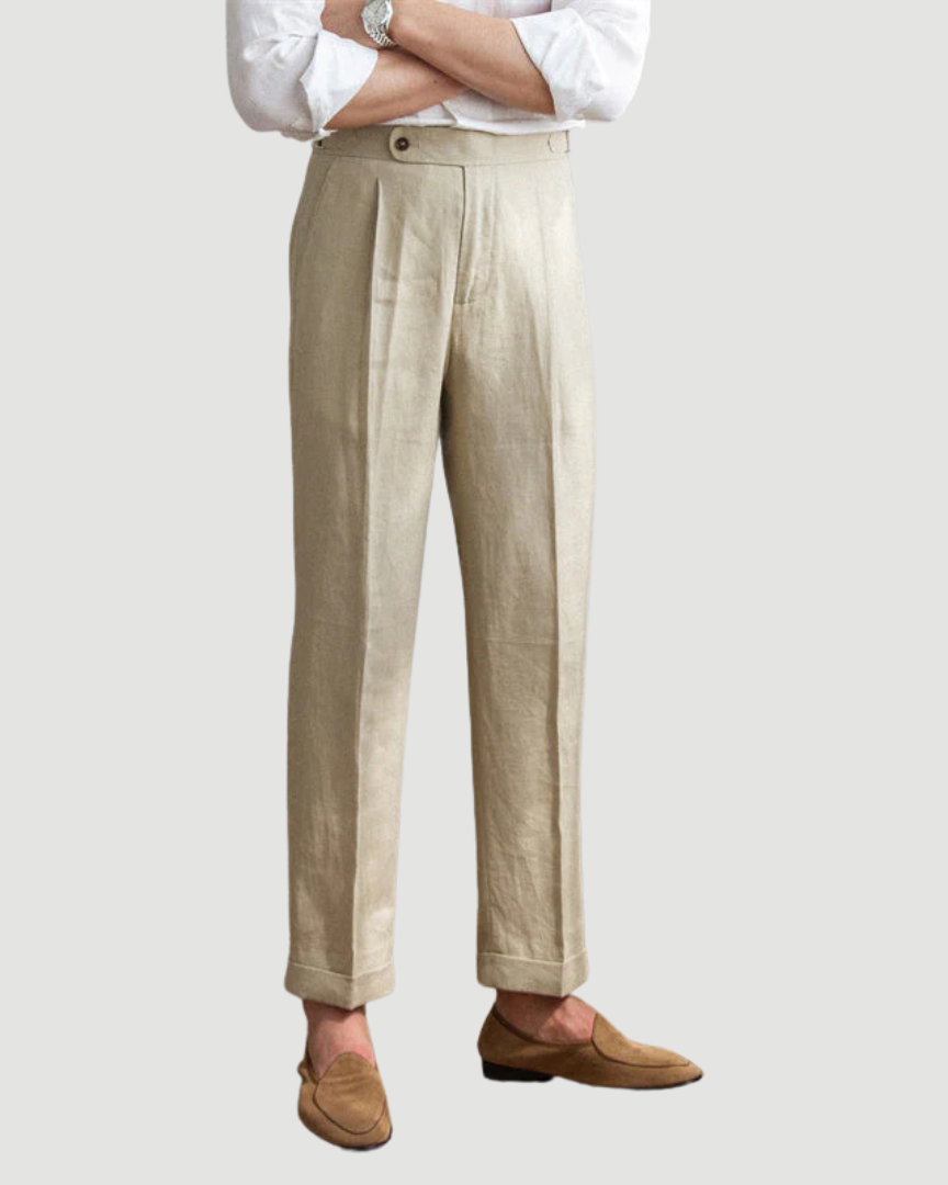 Toby | Classic Linen Trousers Sand
