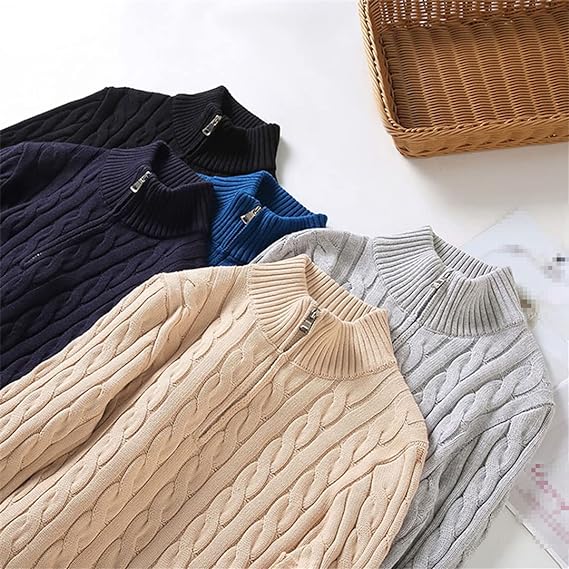 Leo | Half-Zipped Twisted Knit Sweater