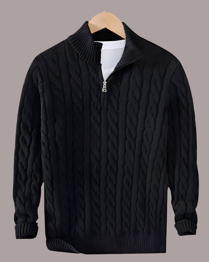 Leo | Half-Zipped Twisted Knit Sweater