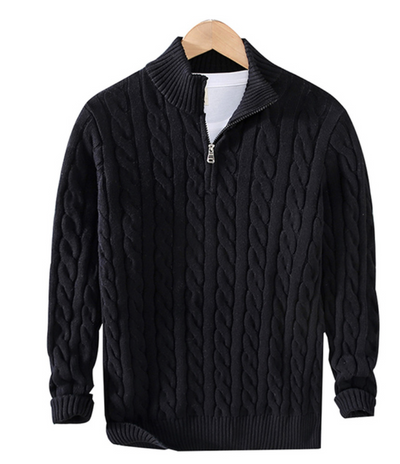 Leo | Half-Zipped Twisted Knit Sweater