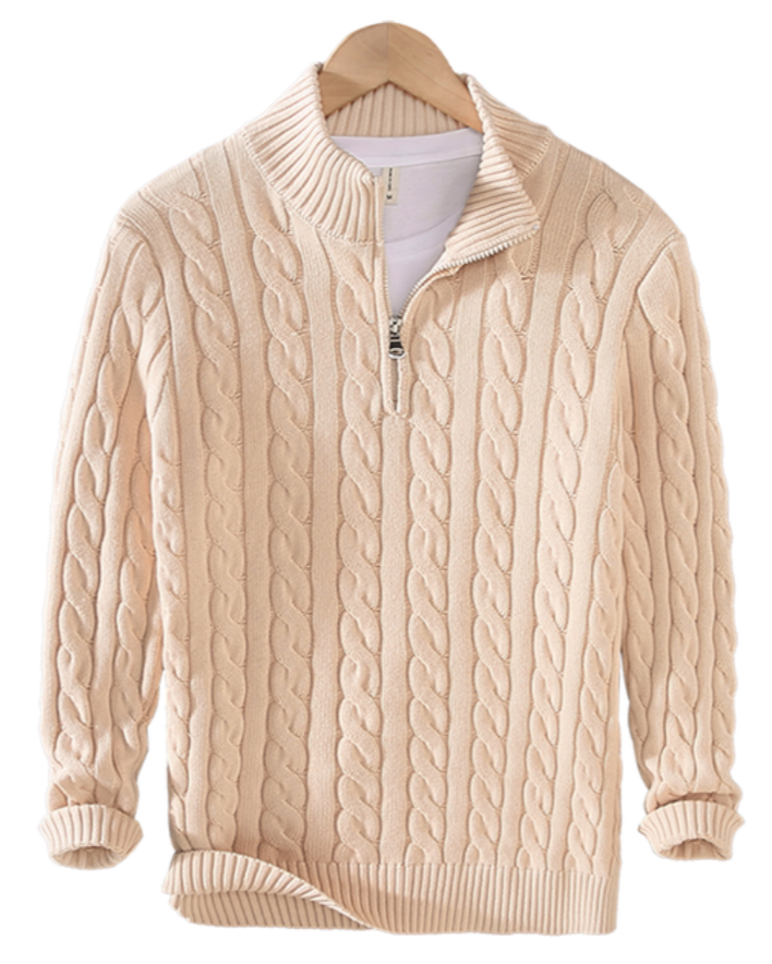 Leo | Half-Zipped Twisted Knit Sweater