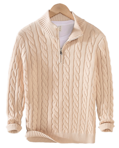 Leo | Half-Zipped Twisted Knit Sweater