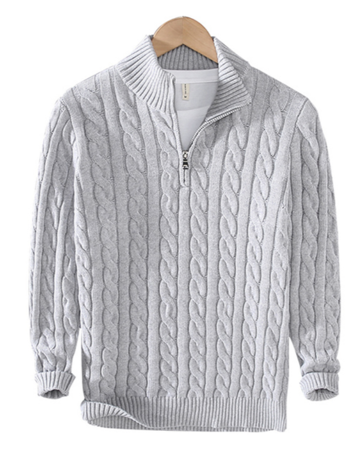 Leo | Half-Zipped Twisted Knit Sweater