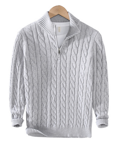 Leo | Half-Zipped Twisted Knit Sweater