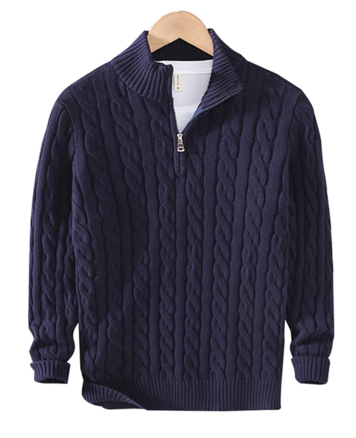 Leo | Half-Zipped Twisted Knit Sweater