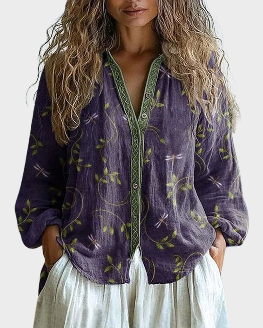 Avis | Vintage Leaf Print Blouse