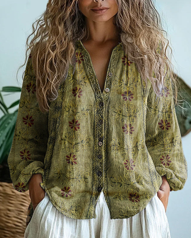 Avis | Vintage Leaf Print Blouse