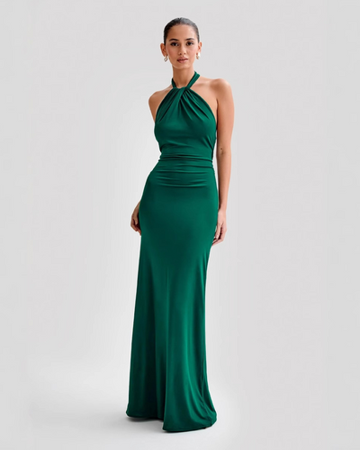 The Malia™ | Satin Halter Maxi Dress