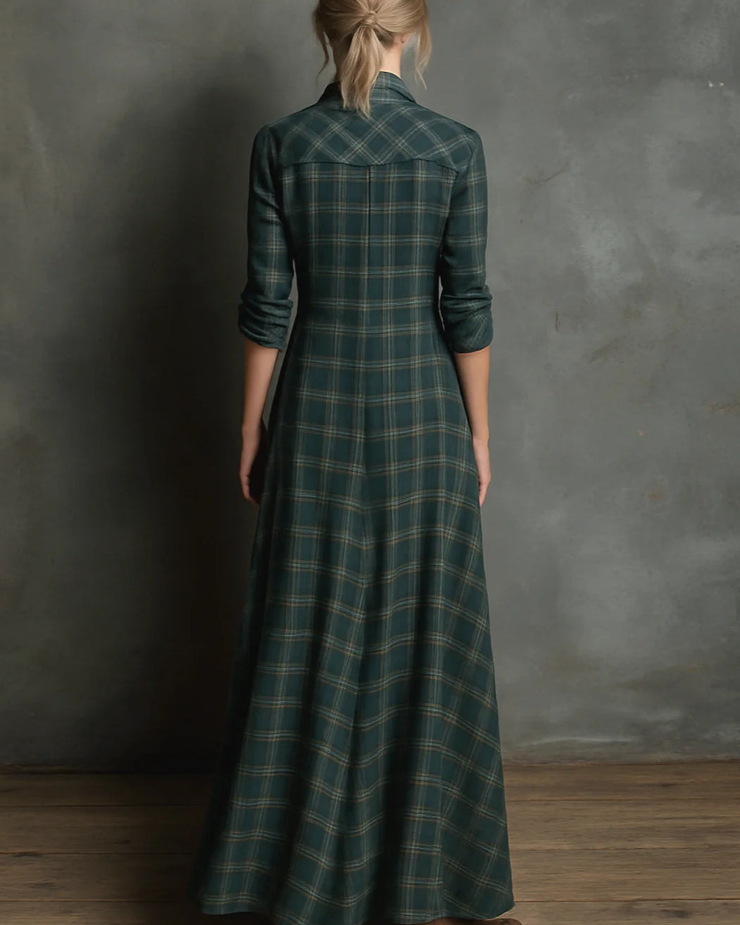 Claribelle | Green Check Long Dress