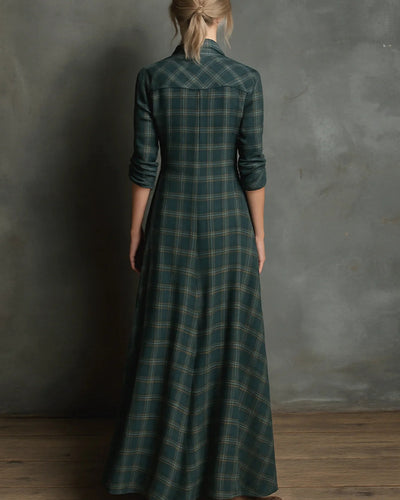 Claribelle | Green Check Long Dress