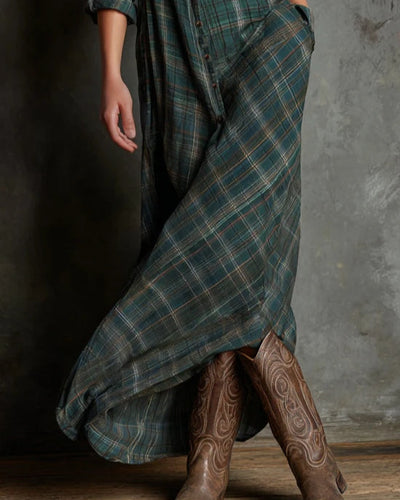 Claribelle | Green Check Long Dress